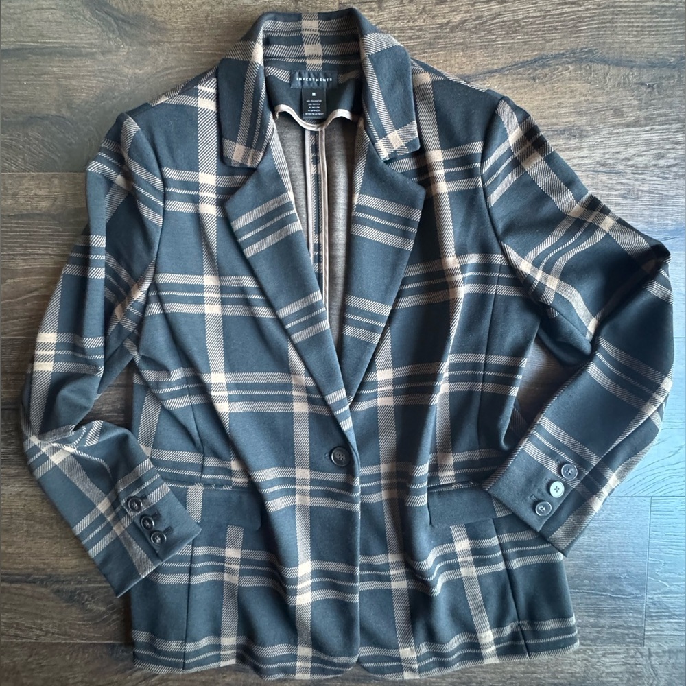 Investments Plaid Blazer - Black and Tan